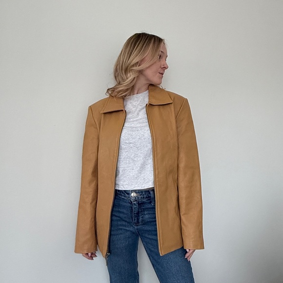 winslit Jackets & Blazers - Chic Tan Leather Jacket